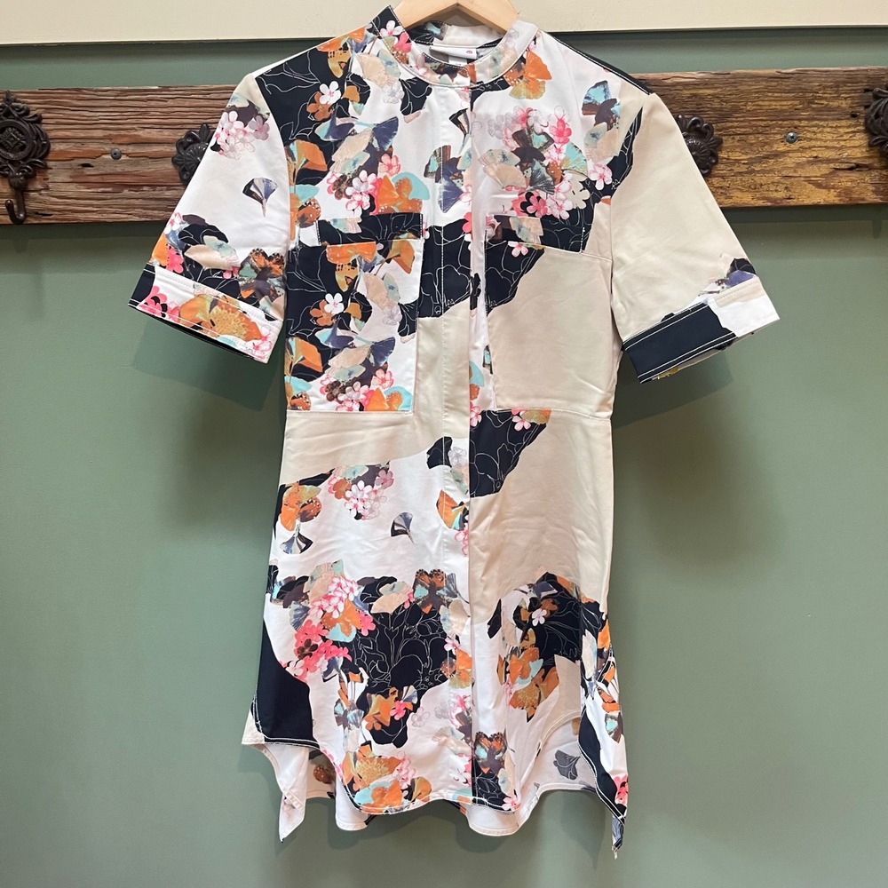 3.1 Phillip Lim Target Floral Patchwork Handkerchief Hem Mini Dress Small S